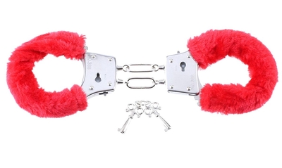 Наручники с красным мехом Beginners Furry Cuffs - фото, цены
