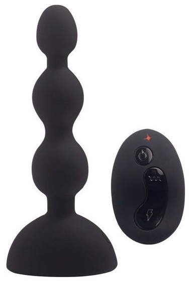 Черный анальный вибростимулятор Anal Beads S с пультом ду - 14,5 см. - фото, цены