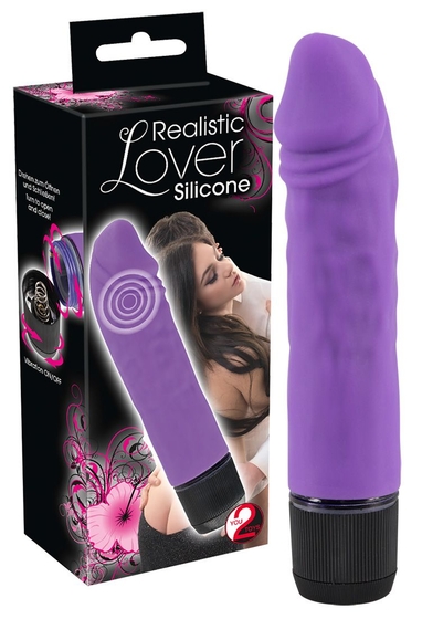 Фиолетовый вибратор-реалистик без мошонки - 14,5 см. - фото, цены