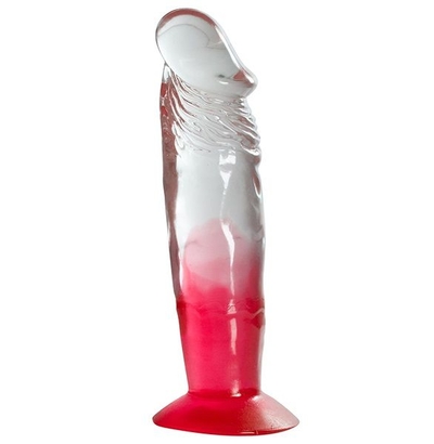 Красный фаллоимитатор с прозрачным стволом без мошонки - 17,8 см. - фото, цены