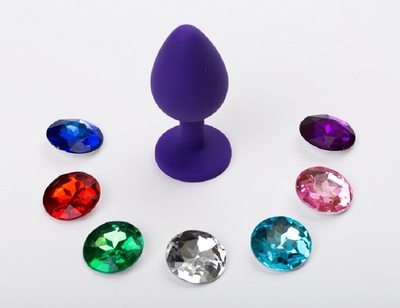 Фиолетовая силиконовая пробка с 7 сменными кристаллами - 8,2 см. - фото, цены