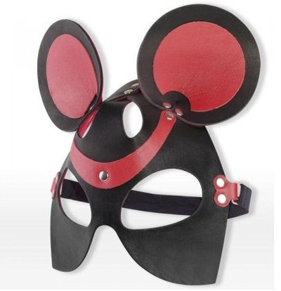 Черно-красная маска мышки из кожи - фото, цены