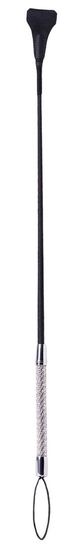 Чёрный стек с треугольным кожаным шлепком - 65 см. - фото, цены