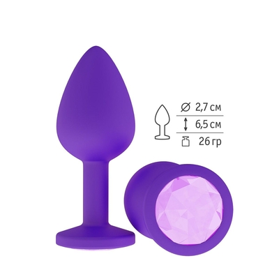 Фиолетовая силиконовая пробка с сиреневым кристаллом - 7,3 см. - фото, цены