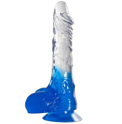 Голубой фаллоимитатор с прозрачным стволом и присоской - 17,8 см. - фото, цены