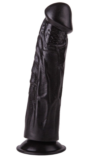 Упругий чёрный фаллоимитатор на подошве-присоске - 18,8 см. - фото, цены