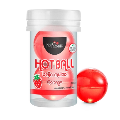 Лубрикант на масляной основе Hot Ball Beija Muito с ароматом клубники (2 шарика по 3 гр.) - фото, цены