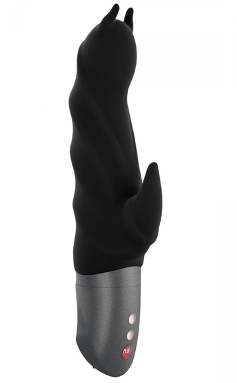 Чёрный вибратор Darling Devil с клиторальным отростком - 20,5 см. - фото, цены