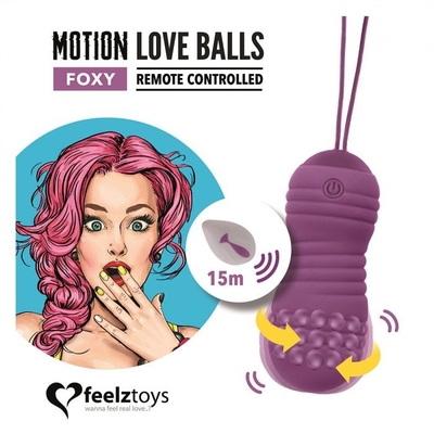 Фиолетовые вагинальные шарики с вращением бусин Remote Controlled Motion Love Balls Foxy - фото, цены