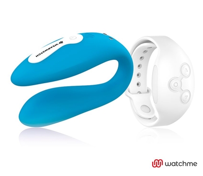 Голубой вибратор для пар с белым пультом-часами Weatwatch Dual Pleasure Vibe - фото, цены