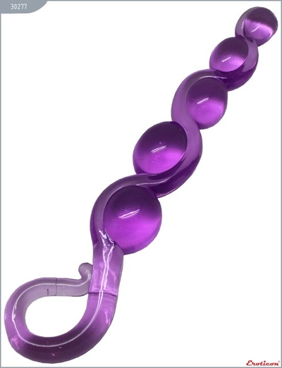 Фиолетовая анальная цепочка из геля - 22 см. - фото, цены