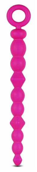 Розовая анальная цепочка-елочка Silicone Beads - 24,6 см. - фото, цены