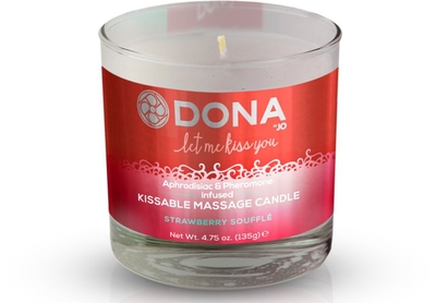 Массажная свеча Dona Strawberry Souffle с ароматом клубничного суфле - 135 гр. - фото, цены
