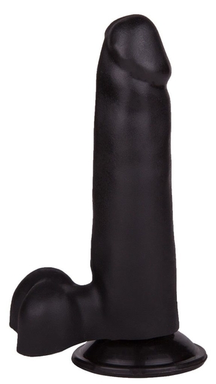 Фаллоимитатор чёрного цвета на присоске - 16,5 см. - фото, цены
