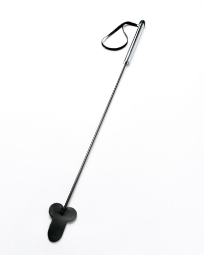 Черный стек Фаллос с металлической ручкой - 55 см. - фото, цены