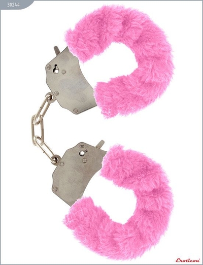 Металлические наручники с розовым мехом - фото, цены