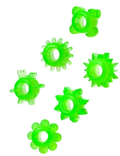 Набор из 6 зелёненьких эрекционных колец - фото, цены
