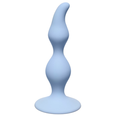 Голубая анальная пробка Curved Anal Plug Blue - 12,5 см. - фото, цены