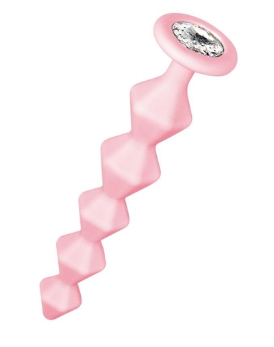 Розовая анальная цепочка с кристаллом Chummy - 16 см. - фото, цены
