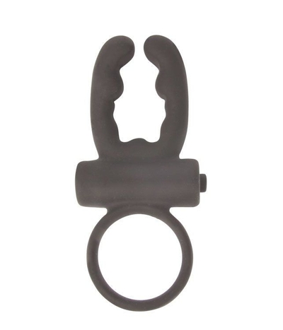 Чёрное эрекционное кольцо с вибрацией и рожками Sex Expert - фото, цены