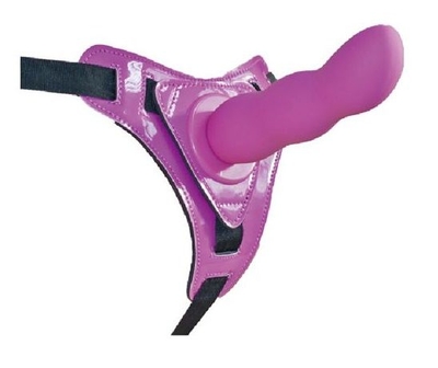 Фиолетовый страпон на трусиках Curved Dong - 13,5 см. - фото, цены