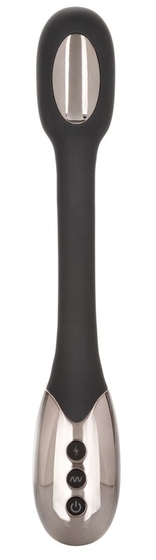 Черный гибкий вибромассажер с электростимуляцией Electro-Charge - 23,5 см. - фото, цены