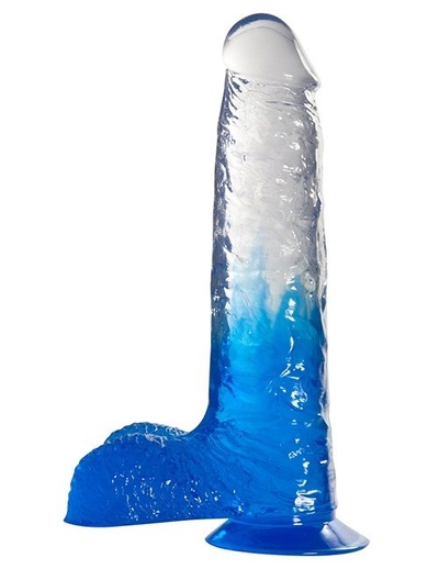 Синий фаллоимитатор с прозрачной верхней частью Jelly Joy Fade Out Dong 7inch - 17,8 см. - фото, цены