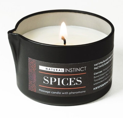 Массажная свеча с феромонами Natural Instinct Spices - 70 мл. - фото, цены