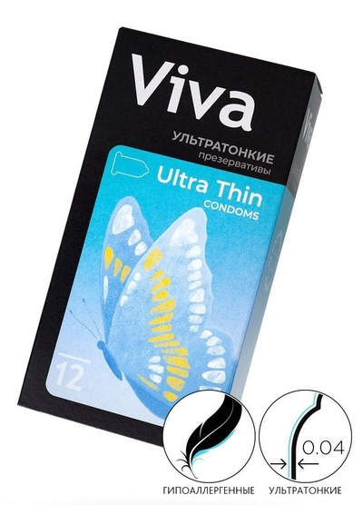 Ультратонкие презервативы Viva Ultra Thin - 12 шт. - фото, цены
