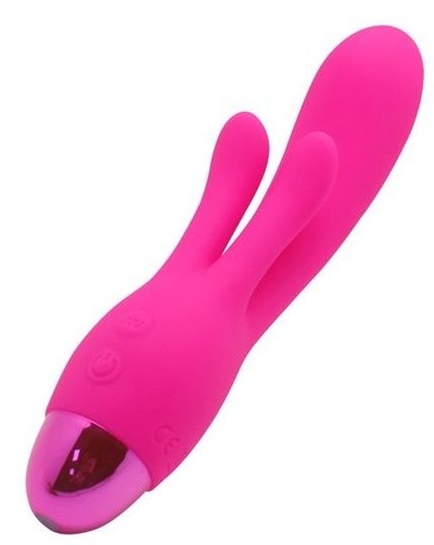 Розовый вибратор Indulgence Rechargeable Frolic Bunny - 18,7 см. - фото, цены