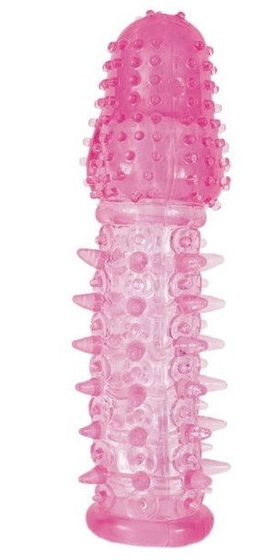 Закрытая насадка розового цвета с шипами и точками - 13,5 см. - фото, цены