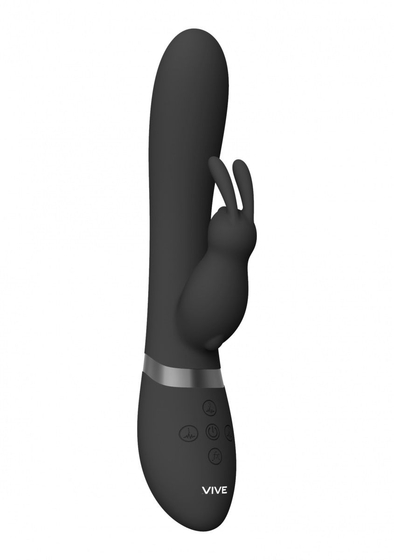 Черный вибромассажер-кролик Taka - 21,3 см. - фото, цены