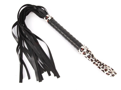 Черный флоггер с черно-леопардовой ручкой Notabu - 49 см. - фото, цены