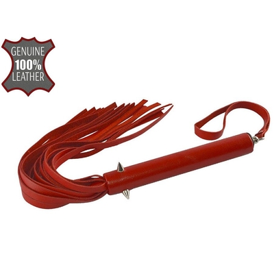 Красная кожаная плеть с шипиками - 41 см. - фото, цены