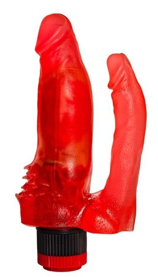 Красный анально-вагинальный вибратор №11 - 15,5 см. - фото, цены
