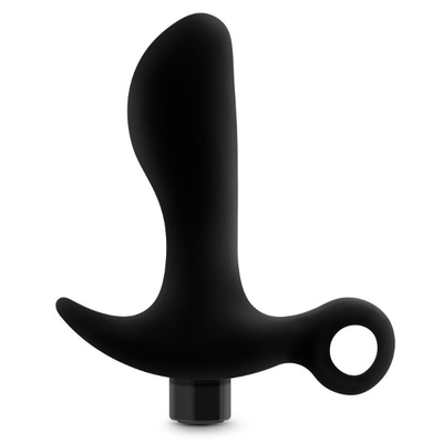Черный анальный вибратор Silicone Vibrating Prostate Massager 01 - 10,8 см. - фото, цены