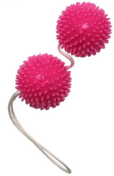 Розовые вагинальные шарики с шипами на шнурке - фото, цены