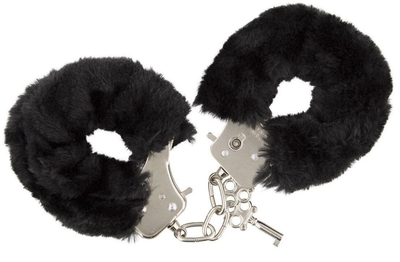 Металлические наручники с черной меховой опушкой и ключиками - фото, цены