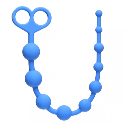 Голубая анальная цепочка Orgasm Beads - 33,5 см. - фото, цены