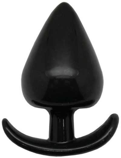 Черная коническая анальная пробка с ограничителем - 9,5 см. - фото, цены