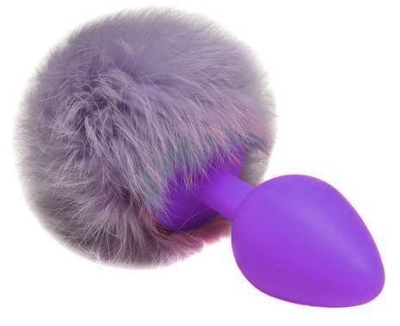 Фиолетовая анальная пробка с сиреневым пушистым хвостиком - фото, цены