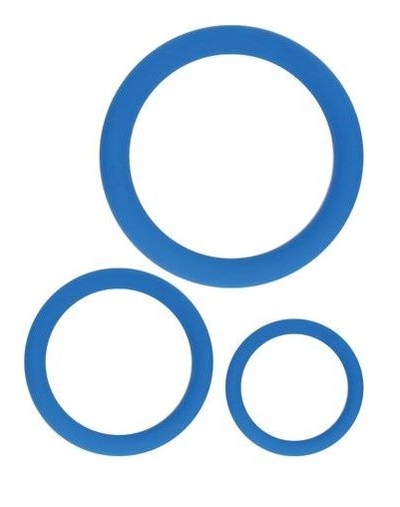 Набор из 3 эрекционных колец синего цвета - фото, цены