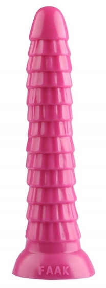 Розовый рельефный фантазийный фаллоимитатор - 26,5 см. - фото, цены