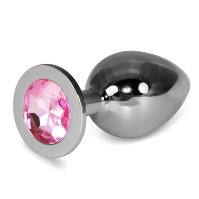 Большая серебристая втулка с розовым кристаллом - 10,1 см. - фото, цены