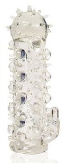 Закрытая прозрачная насадка Crystal sleeve с усиками и пупырышками - 13,5 см. - фото, цены