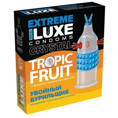 Стимулирующий презерватив Убойный бурильщик с ароматом тропических фруктов - 1 шт. - фото, цены