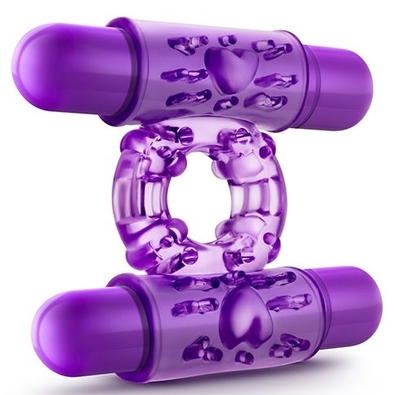 Фиолетовое эрекционное виброкольцо Double Play - фото, цены