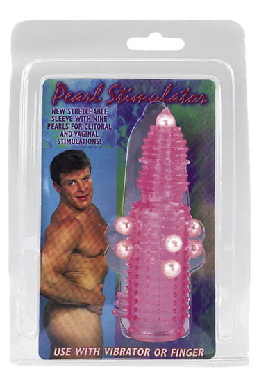 Розовая эластичная насадка на пенис с жемчужинами, точками и шипами Pearl Stimulator - 11,5 см. - фото, цены