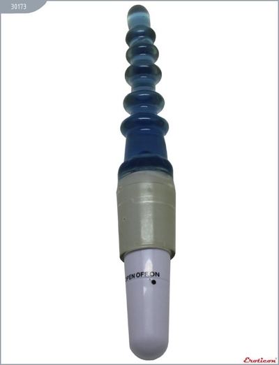 Синий гелевый вибратор для анальной стимуляции - 20,5 см. - фото, цены