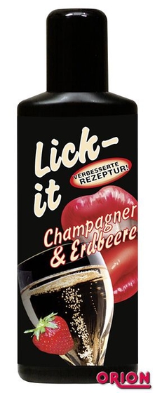Смазка для орального секса Lick It со вкусом клубники с шампанским - 100 мл. - фото, цены